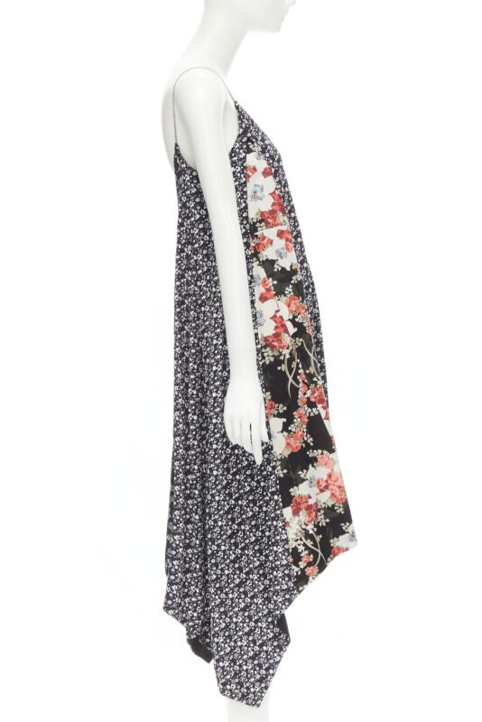 RAG. BONE silver chain mixed floral patchwork handkerchief dress XS