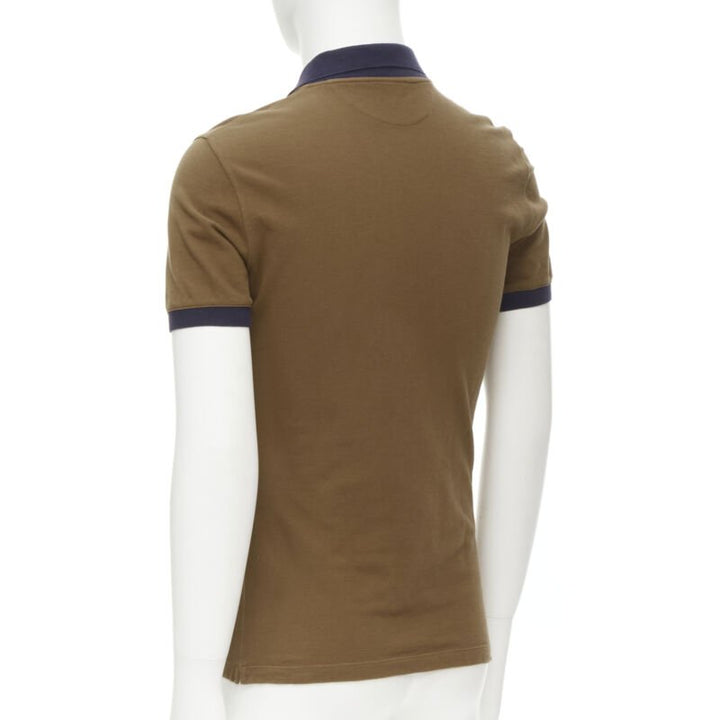 BRUNELLO CUCINELLI Slim Fit brown navy polo shirt XS