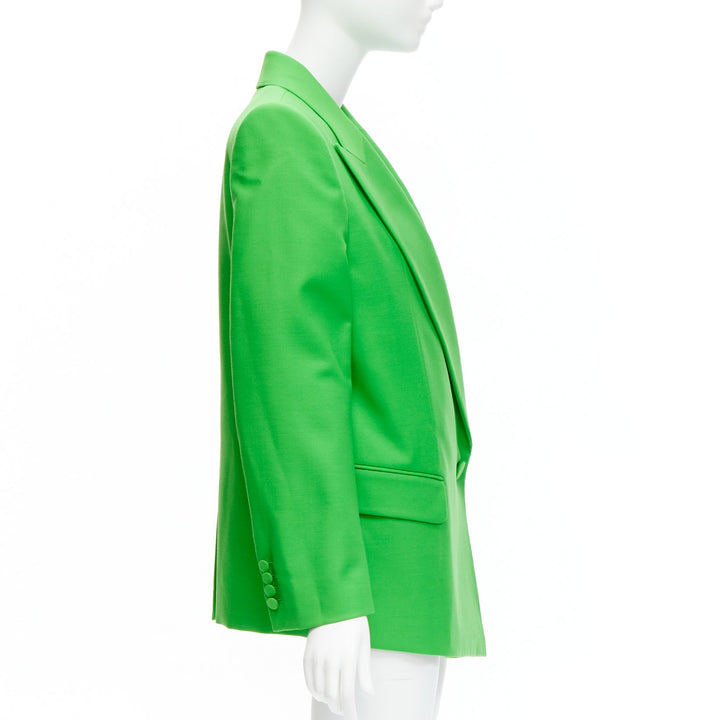 ALEXANDER MCQUEEN 2022 green wool double breasted wrap blazer jacket IT38 XS