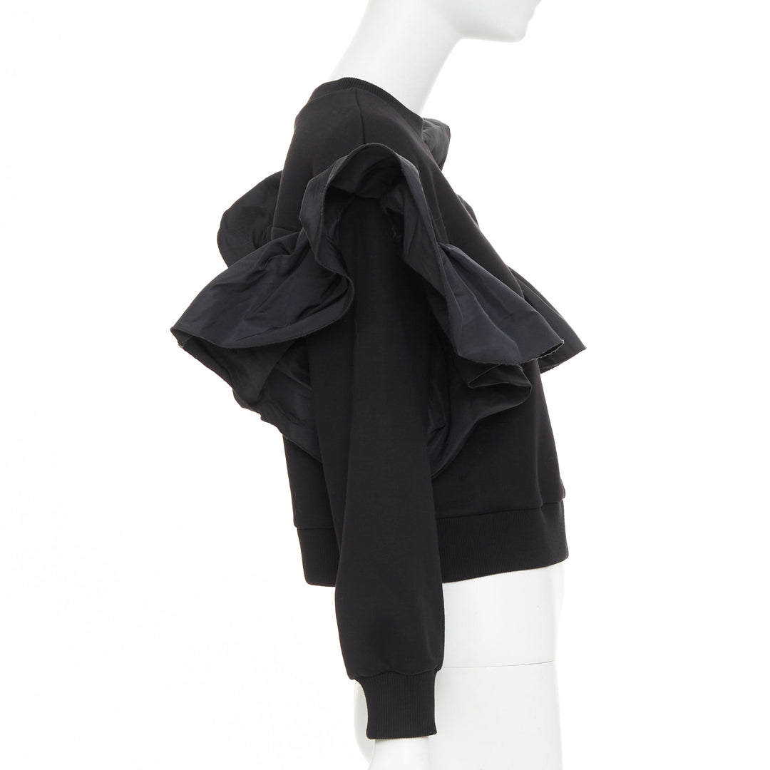 ALEXANDER MCQUEEN 2021 Exploded Ruffle black pullover sweater top IT36 XXS