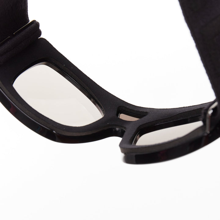 CHANEL black acetate technical shield ski goggles sunglasses