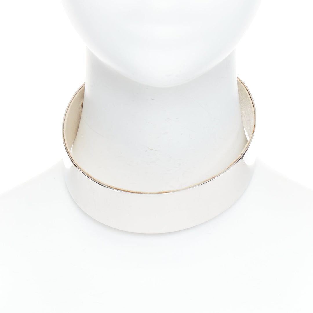 rare OLD CELINE 2011 Phoebe Philo silver metal leather minimal choker necklace