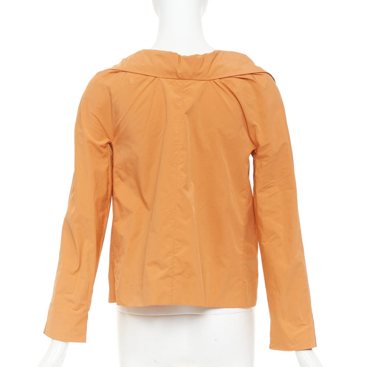 MARNI orange nylon blend notch lapel single breasted cropped blazer IT36 XXS