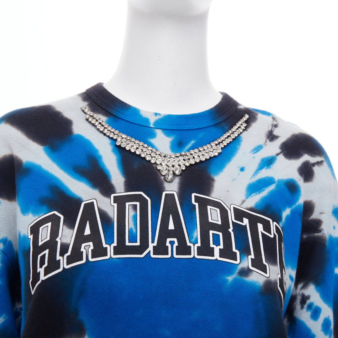 RODARTE Radarte rhinestone necklace blue black tie dye cotton sweatshirt S