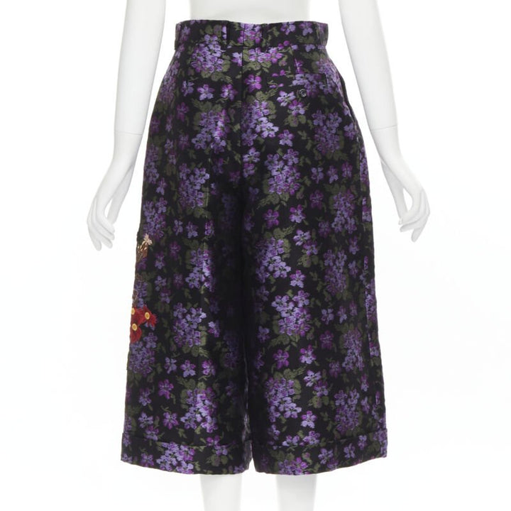 GUCCI 2017 purple floral jacquard embroidery patch culotte shorts IT40 S