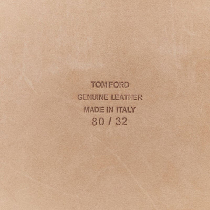 TOM FORD black genuine leather gold buckle peplum statement waist belt 80cm 32"