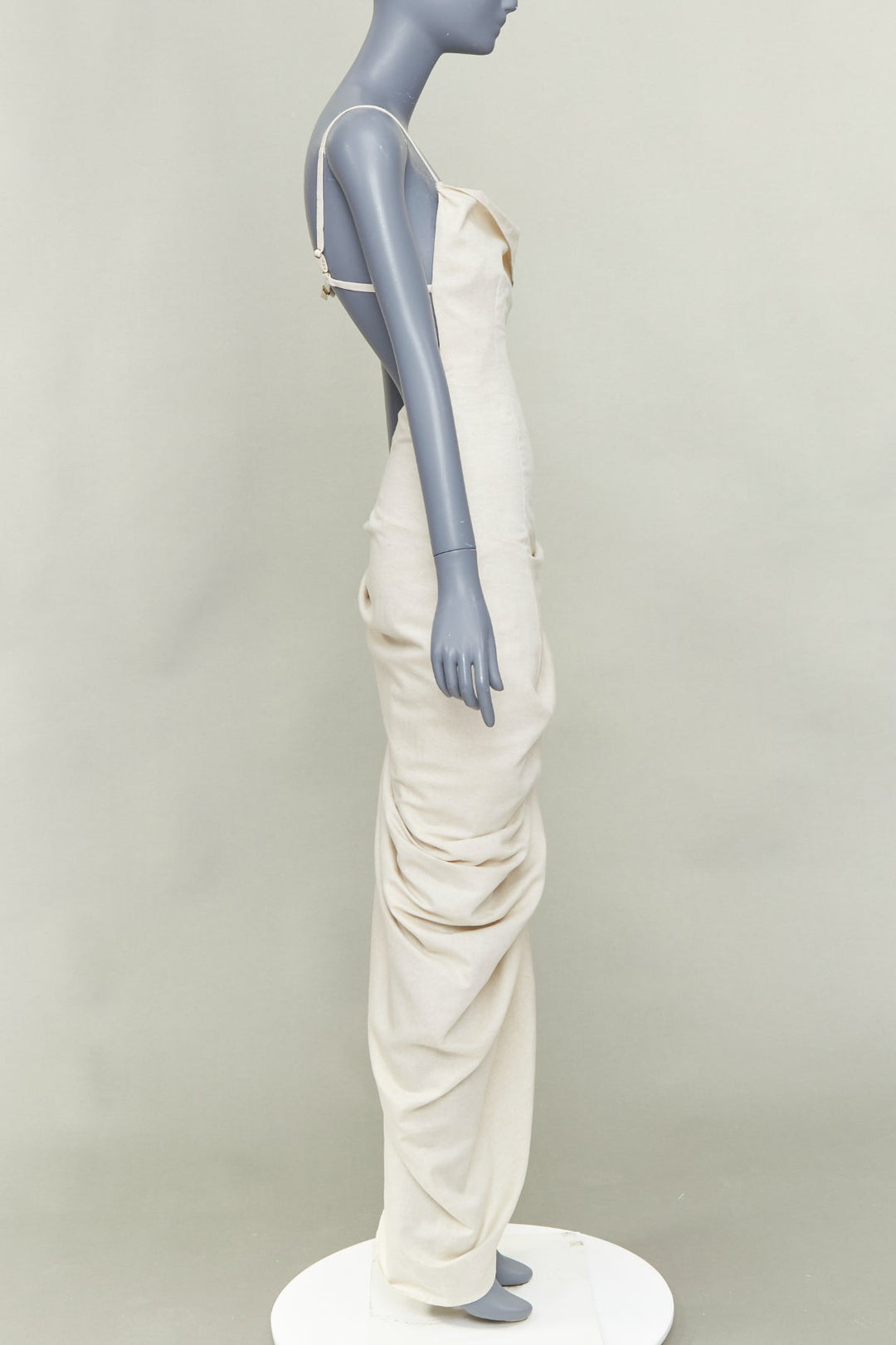 JACQUEMUS 2020 Runway La Robe Saudade cotton linen draped maxi dress FR34 XS