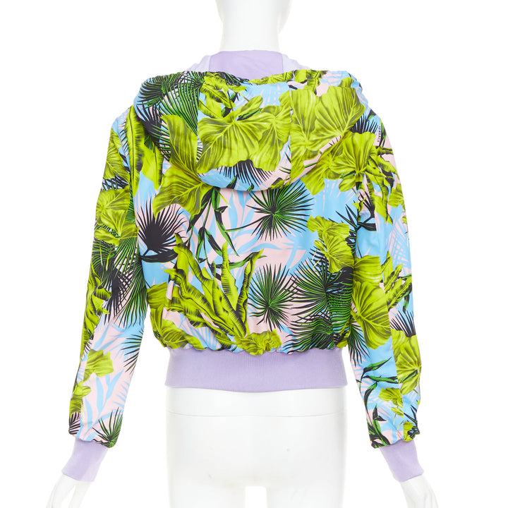 VERSACE 2018 Garden print Reversible lilac tropical print nylon jacket IT40 S