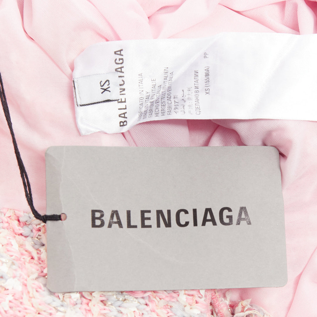BALENCIAGA 2022 light pink stretch cotton tweed back to front midi dress XS
