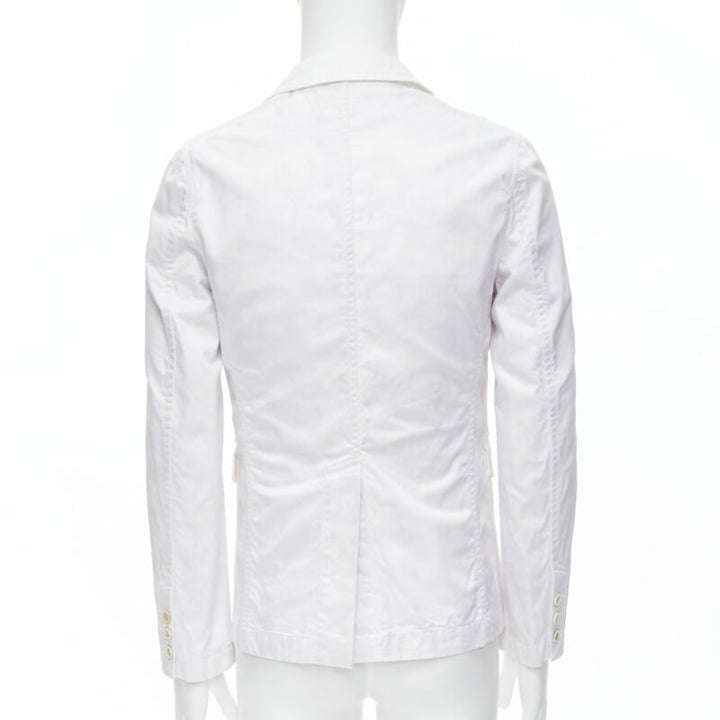 COMME DES GARCONS Yue Minjun 2021 graphic print white cotton cargo jacket XS