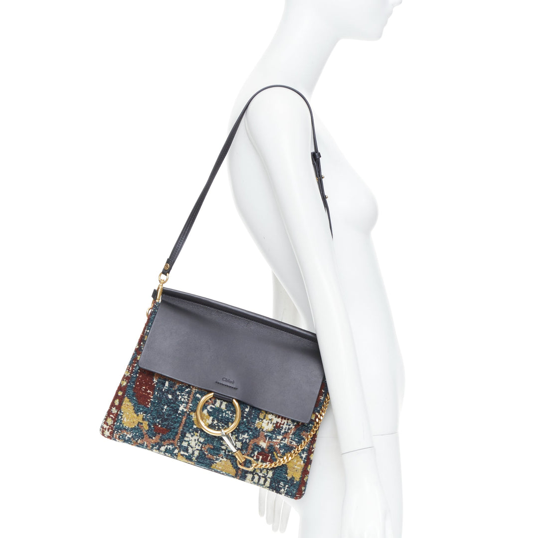 rare CHLOE 2016 Runway Faye Medium  multicolor tapestry leather  shoulder bag