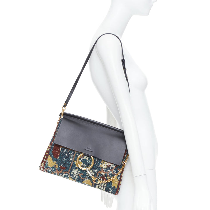 rare CHLOE 2016 Runway Faye Medium  multicolor tapestry leather  shoulder bag