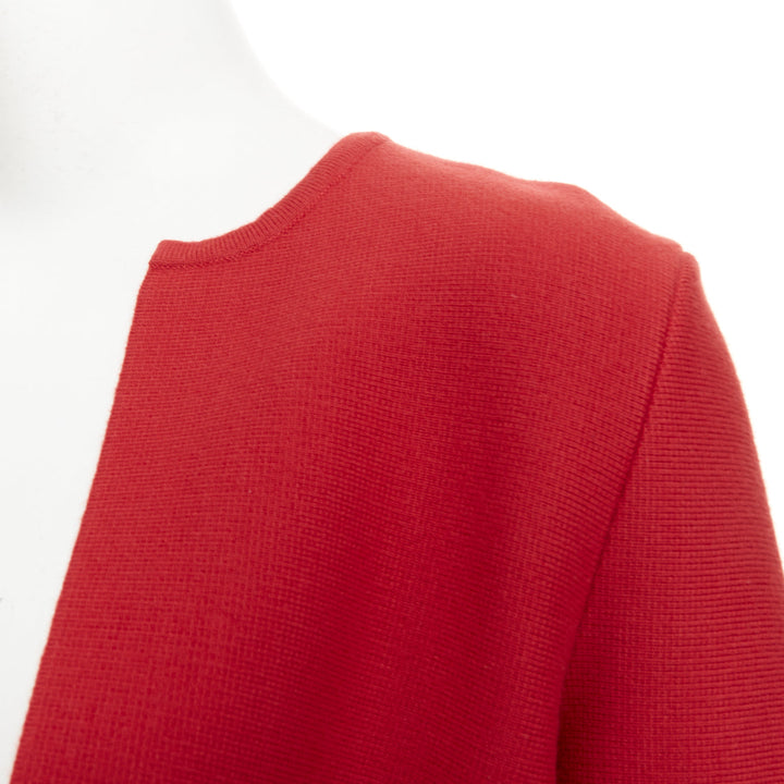 GABRIELA HEARST 2021 Katlin red virgin wool cropped open front shrug cardigan XS