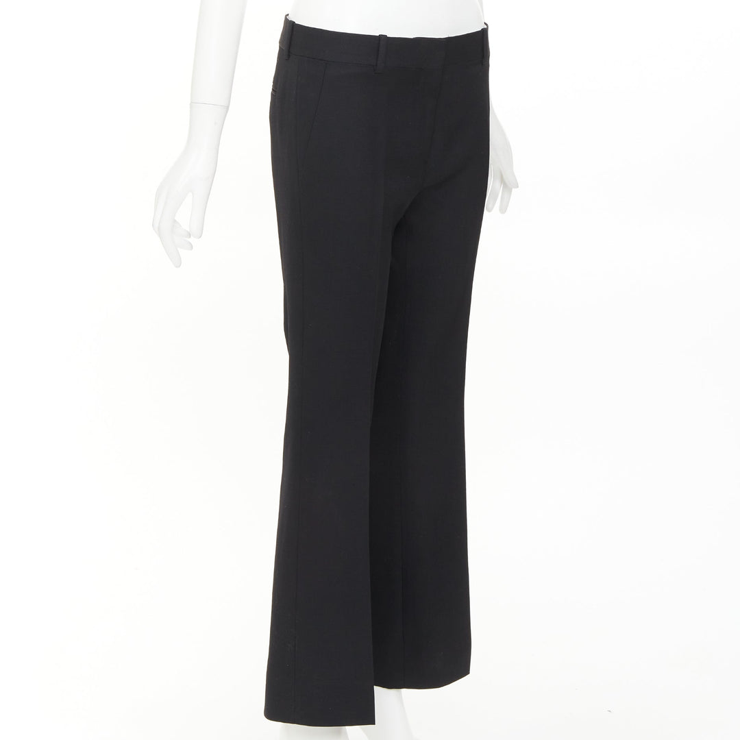 OLD CELINE Phoebe Philo black 100% wool low waist kickflare cropped pants FR36 S
