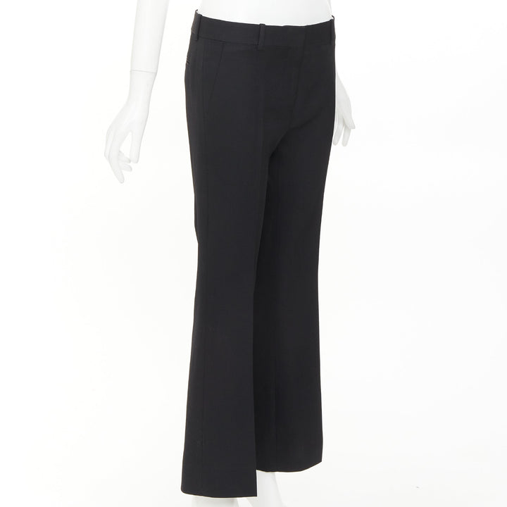 OLD CELINE Phoebe Philo black 100% wool low waist kickflare cropped pants FR36 S