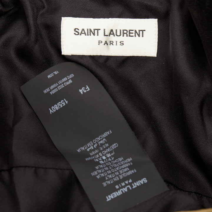 SAINT LAURENT 2022 Runway peak lapel brown cotton corduroy black jumpsuit FR34