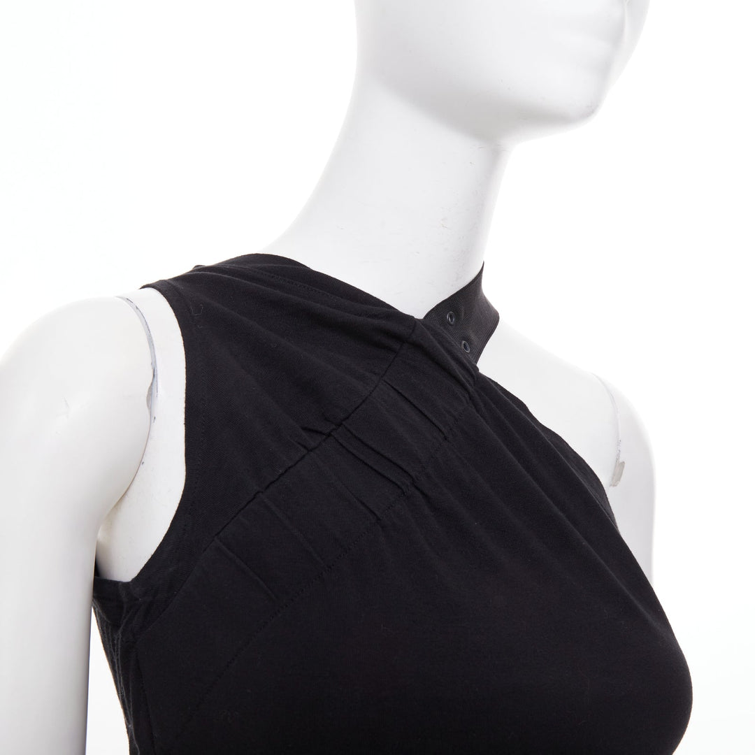 CHRISTIAN DIOR 2002 Runway John Galliano black asymmetric eyelet tank FR38 M