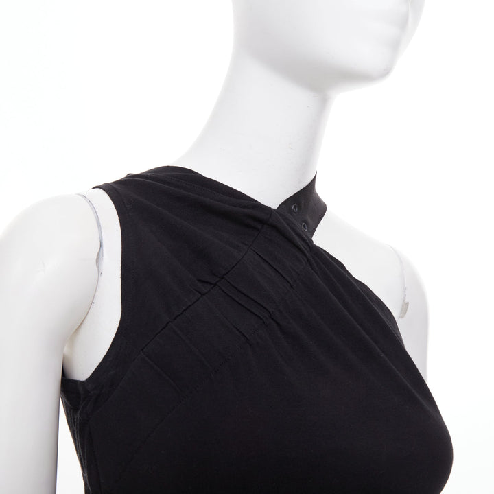 CHRISTIAN DIOR 2002 Runway John Galliano black asymmetric eyelet tank FR38 M