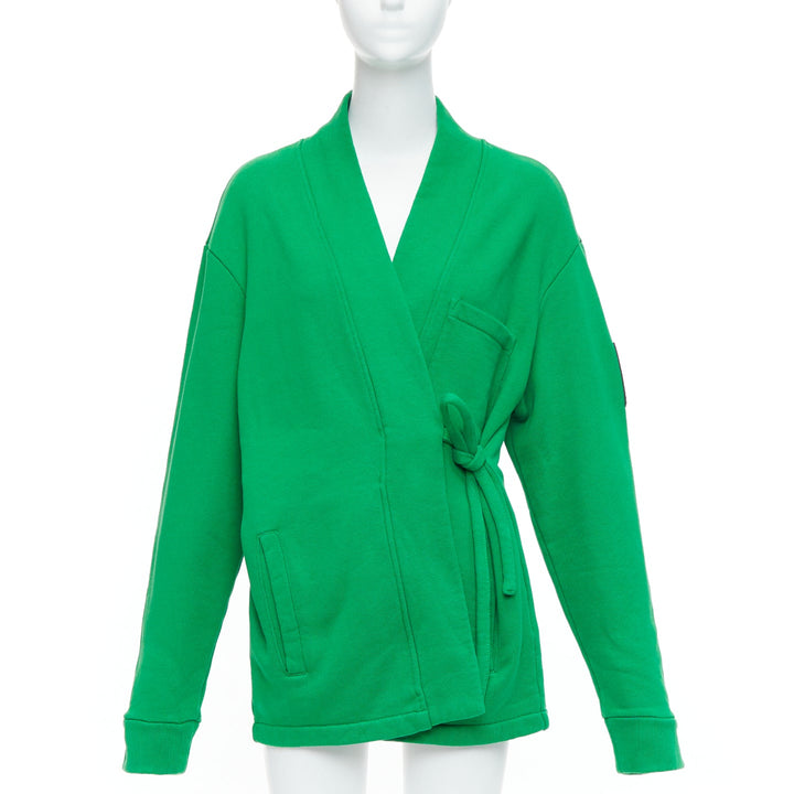 AMBUSH WKSP Kimono Sweatshirt green cotton black rubber logo sleeve tie jacket S