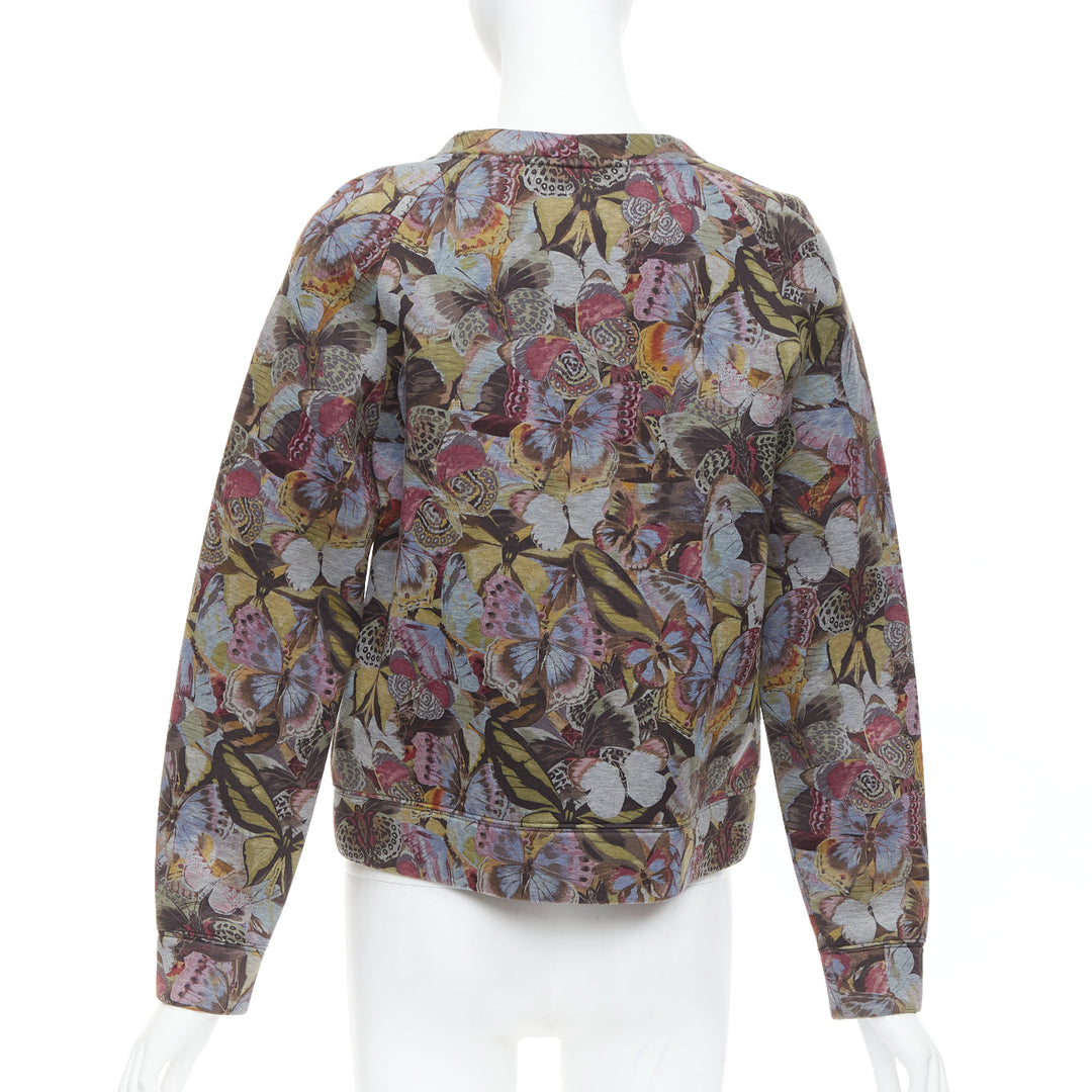 VALENTINO multicolor butterfly print neoprene pullover sweater M