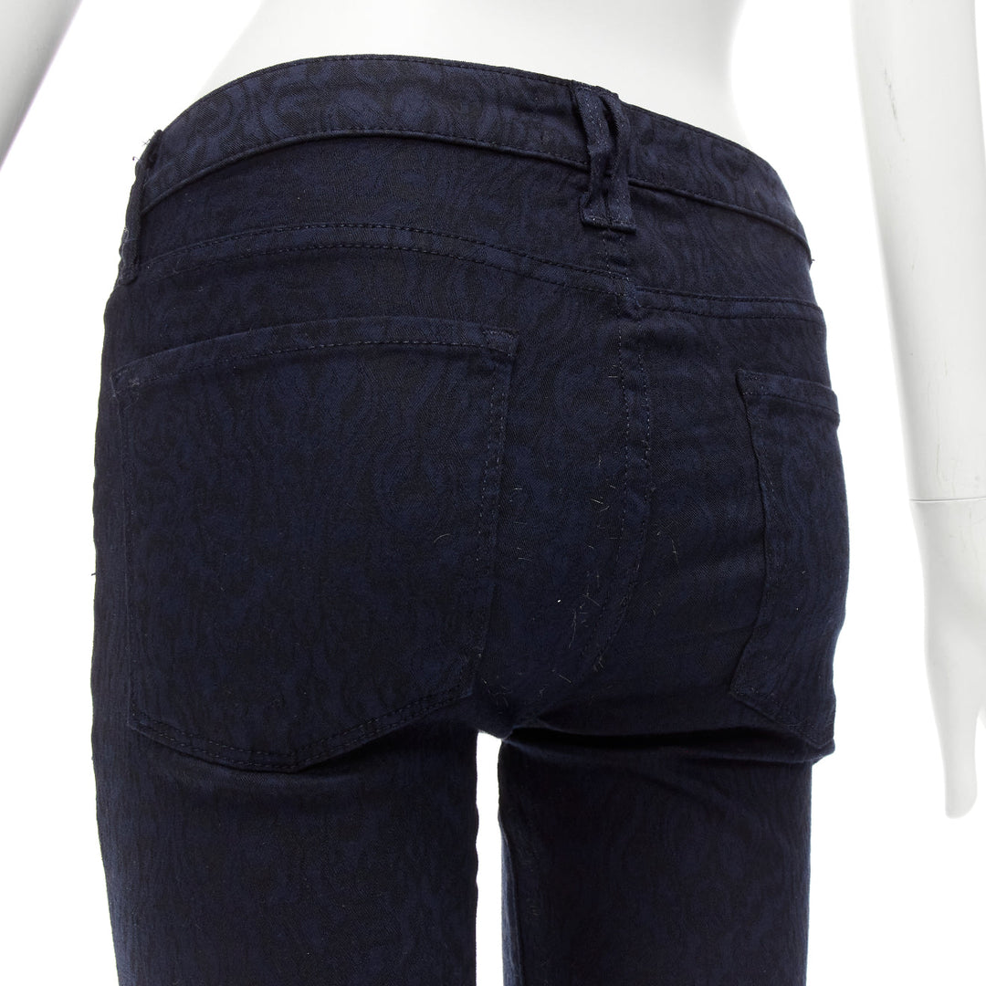 VINCE navy crinkle jacquard jersey mid waist skinny jeans pants 27"