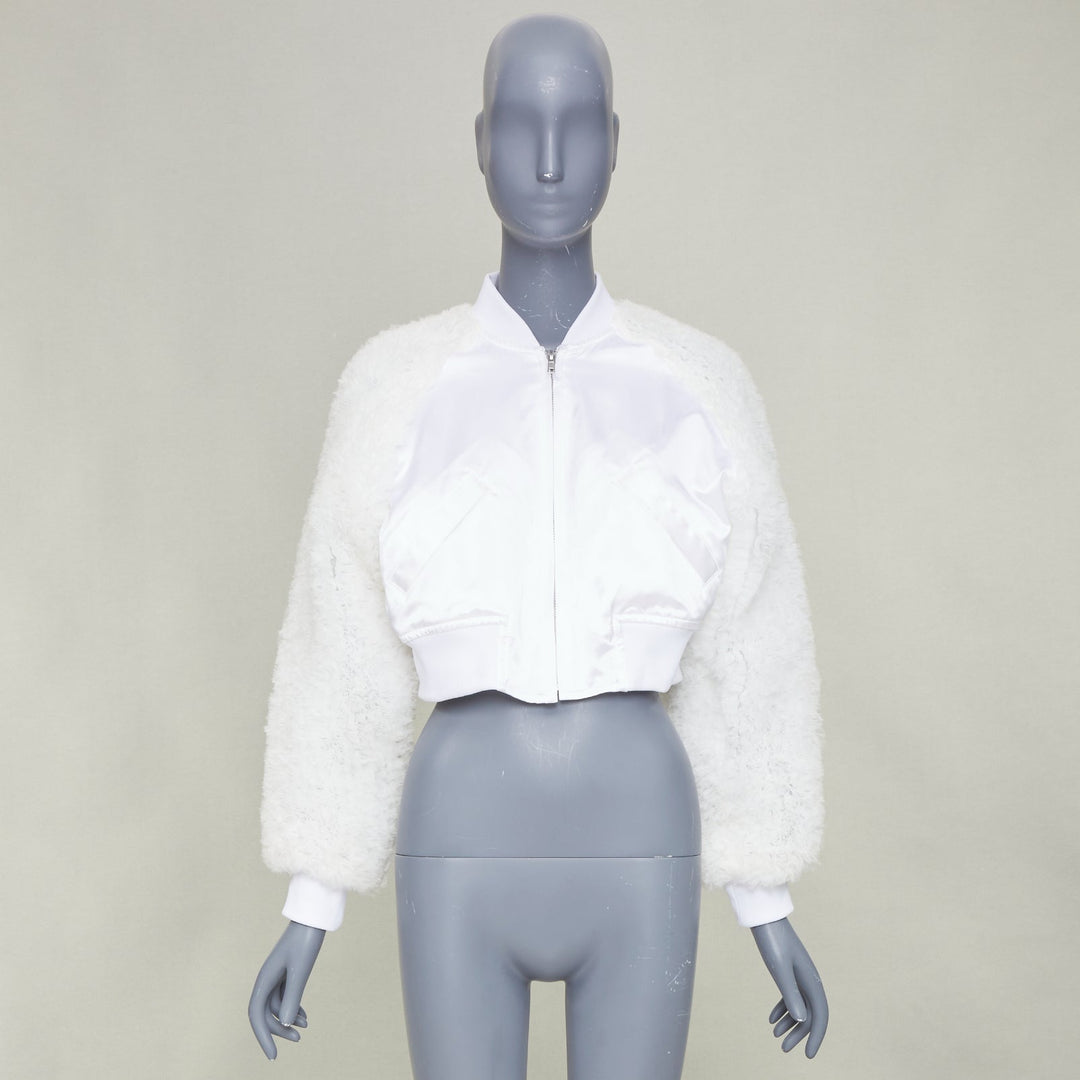 COMME DES GARCONS GIRL 2022 white tulle ruffle sleeve satin cropped jacket M