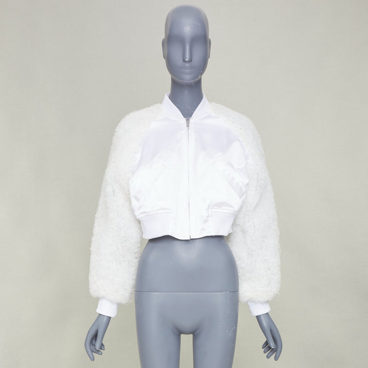 COMME DES GARCONS GIRL 2022 white tulle ruffle sleeve satin cropped jacket M