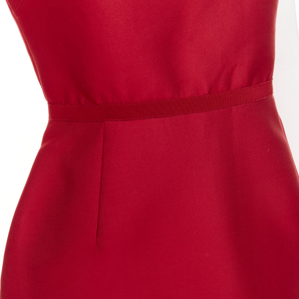 GIAMBATTISTA VALLI red polyester silk grosgrain crew neck shift dress IT44 M