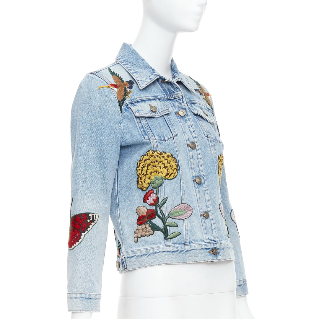 GUCCI L'Aveugle Par Amour blue embroidered denim patch denim jacket IT38 XS