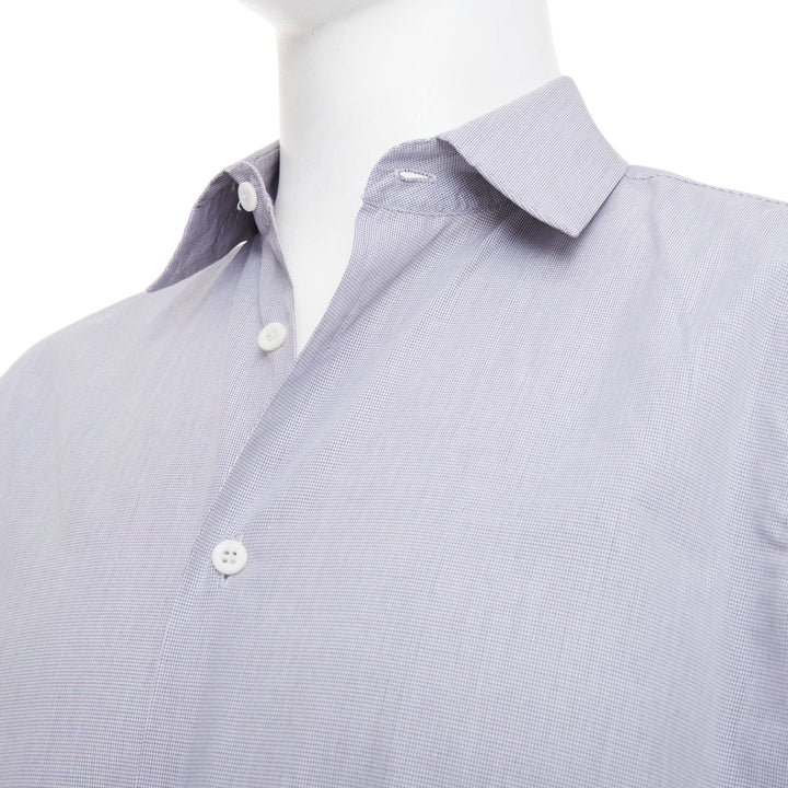 PRADA grey cotton micro checks long sleeve tailored formal collared shirt EU39 M