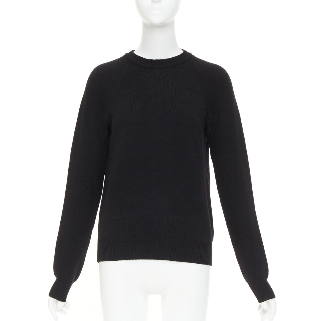 SAINT LAURENT 2016 wool black classic crew neck raglan sleeve pullover sweater S