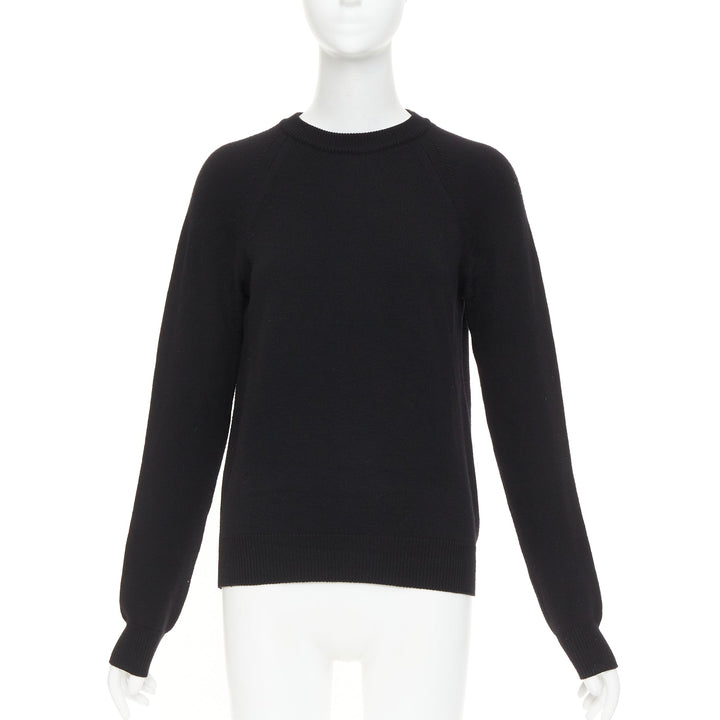 SAINT LAURENT 2016 wool black classic crew neck raglan sleeve pullover sweater S