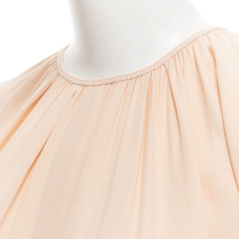 MARNI 2019 peach pleated collar round sleeve short sleeve midi dress IT36 XS