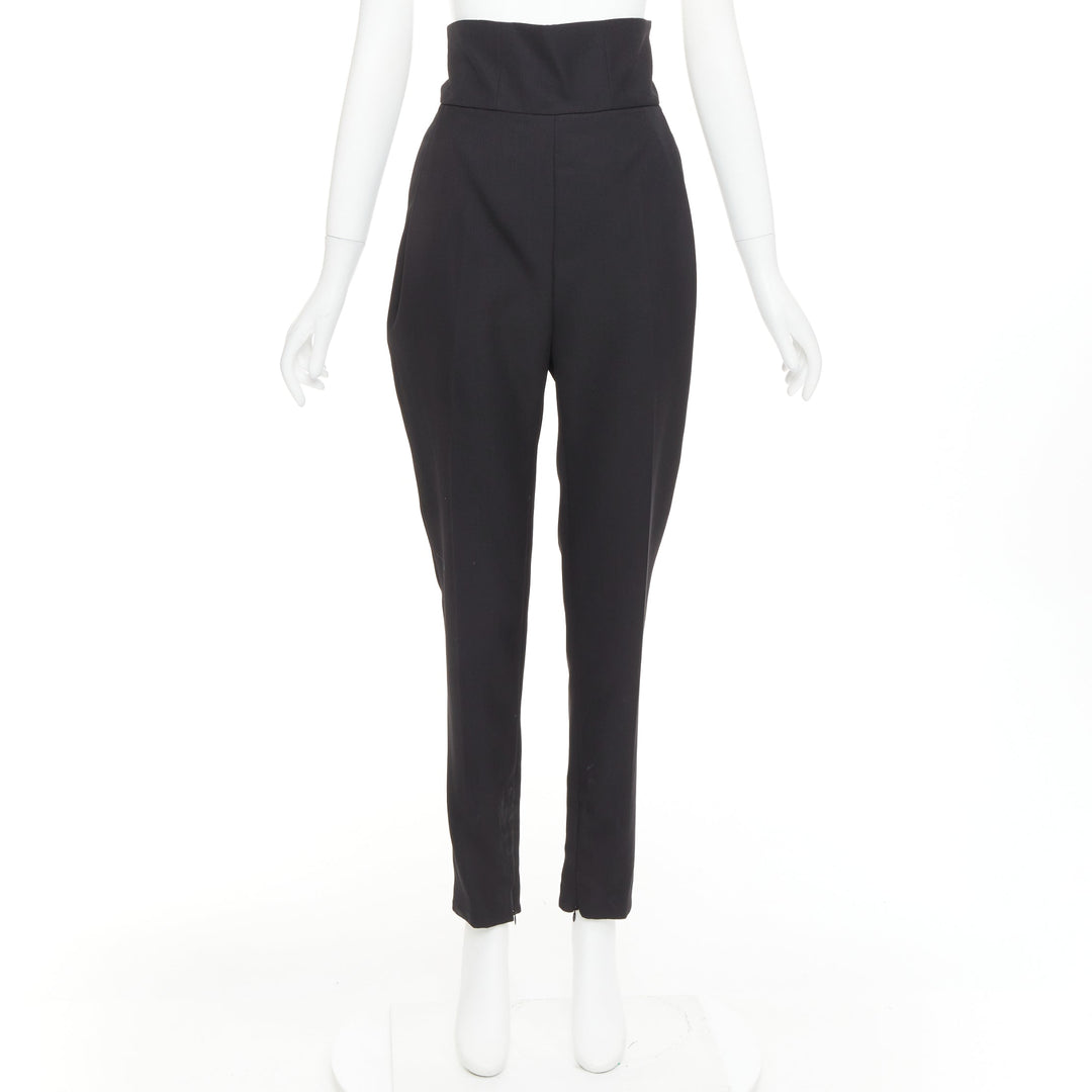 ALEXANDRE VAUTHIER COUTURE black crepe high waisted waistband harem pants