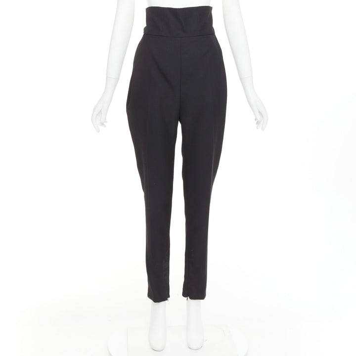 ALEXANDRE VAUTHIER COUTURE black crepe high waisted waistband harem pants