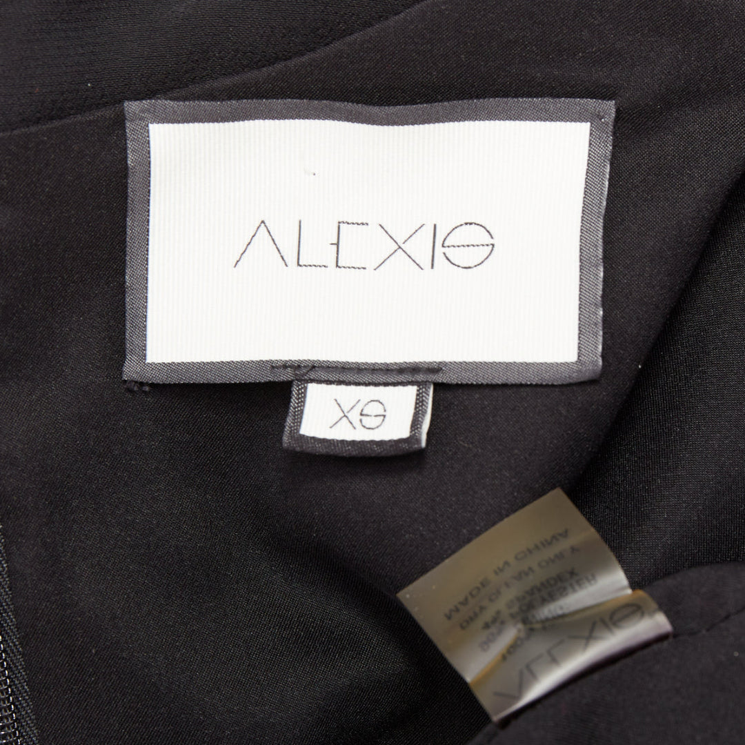 ALEXIS Maximila ruched sleeves skinny leg crepe black tapered jumpsuit XS