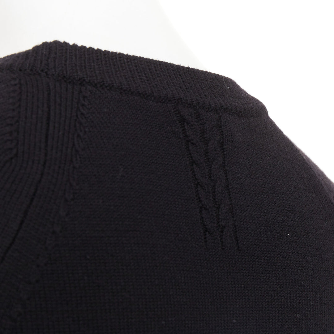 SAINT LAURENT 2016 wool black classic crew neck raglan sleeve pullover sweater S