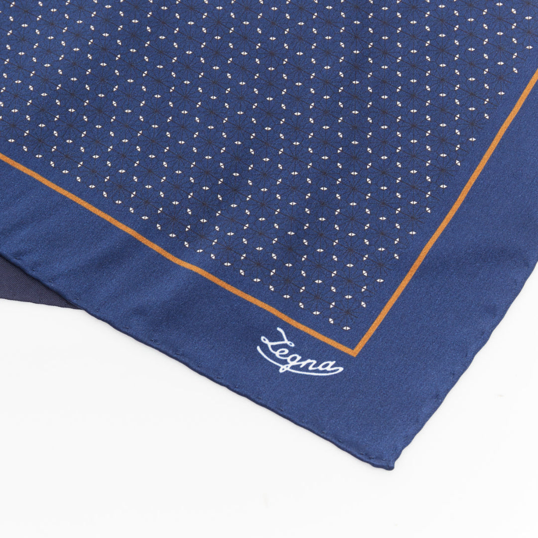 ERMENEGILDO ZEGNA Set of 3 blue geometric polka dot silk pocket square scarf