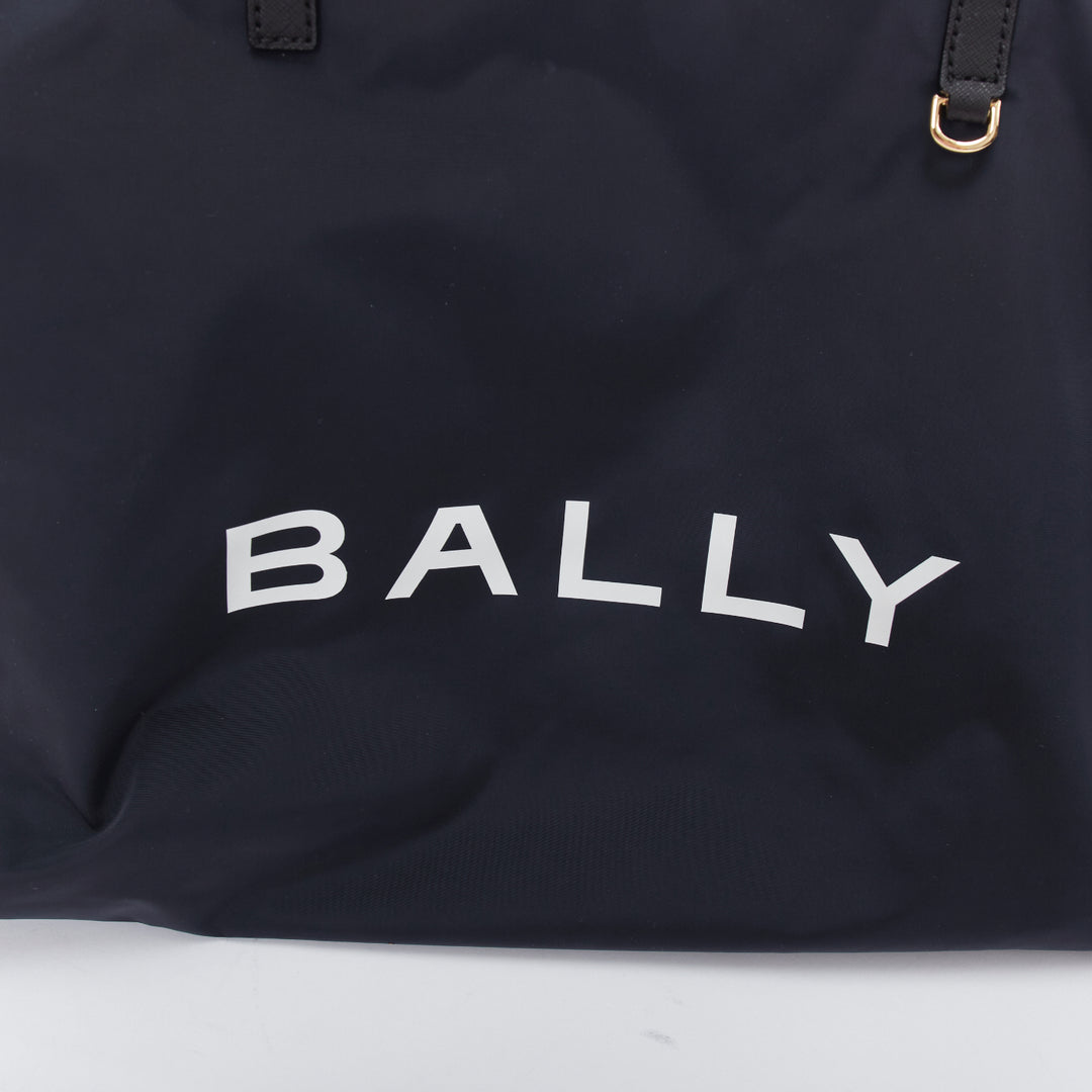 BALLY navy nylon white logo travel luggage foldable shoulder tote bag