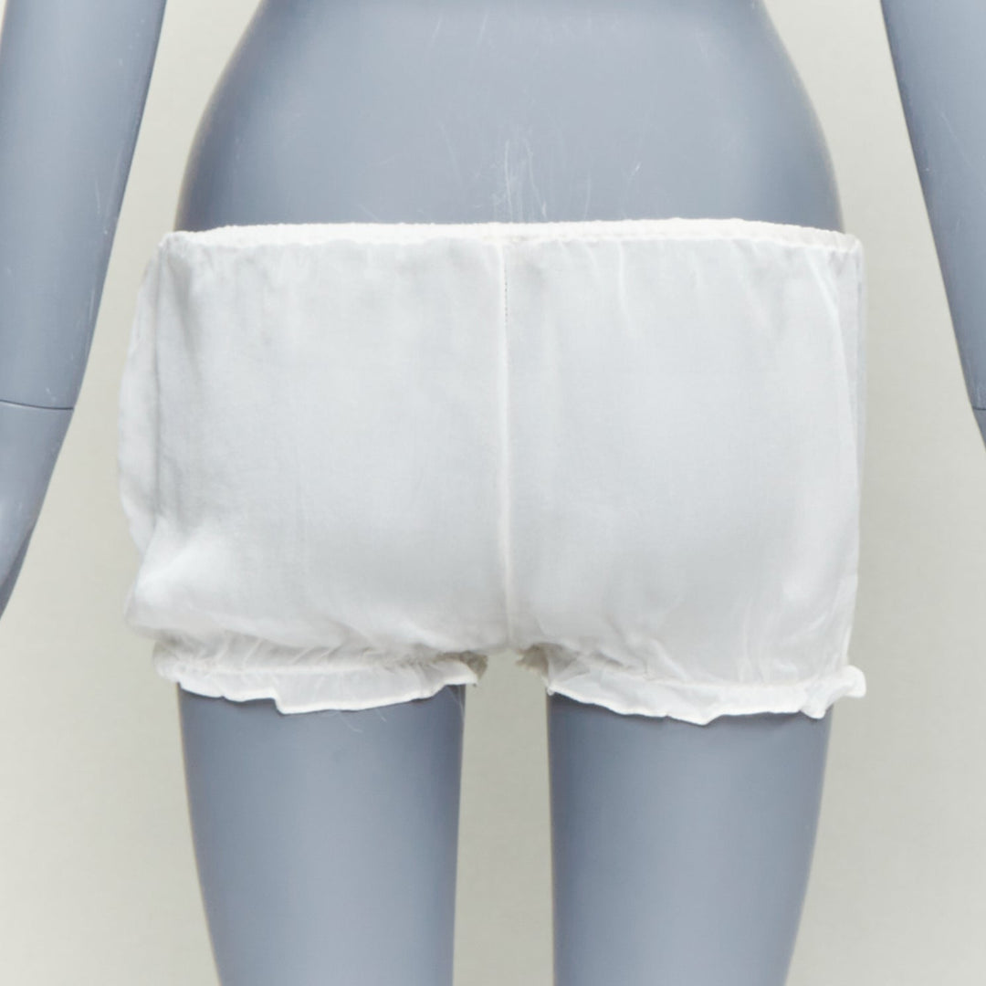KIKI DE MONTPARNASSE silk cream babydoll bow tiered bloomer nightwear set M