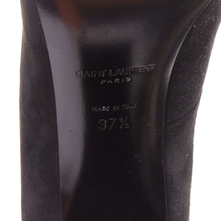 SAINT LAURENT black suede leather buckle maryjane block heel pump EU37.5