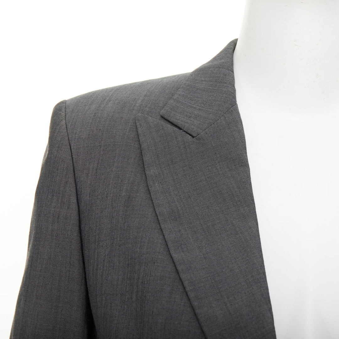 GUCCI Tom Ford 2004 Runway monogram lined grey silk wool single blazer IT38 XS