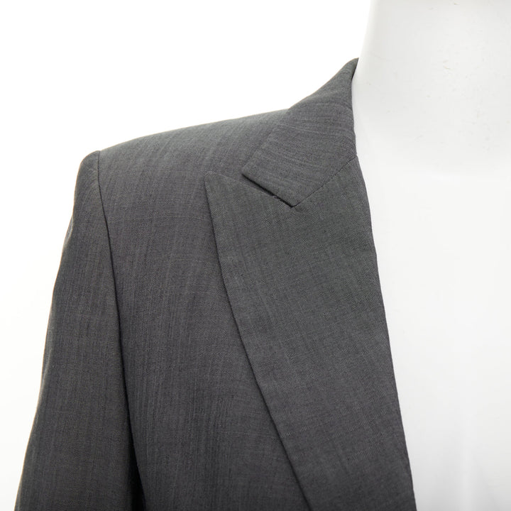 GUCCI Tom Ford 2004 Runway monogram lined grey silk wool single blazer IT38 XS