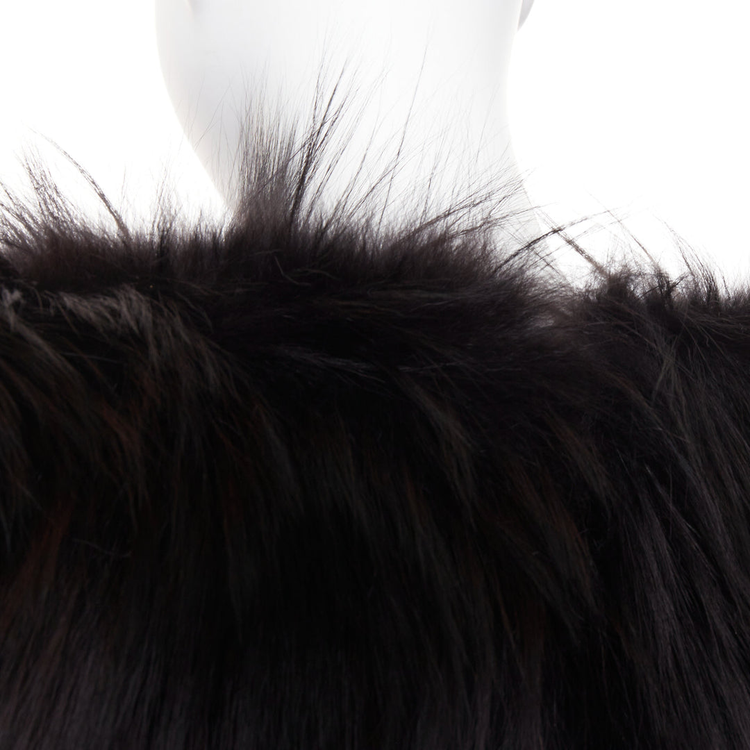 rare ALEXANDRE VAUTHIER COUTURE 2015 Runway black mixed fur puff sleeve dress