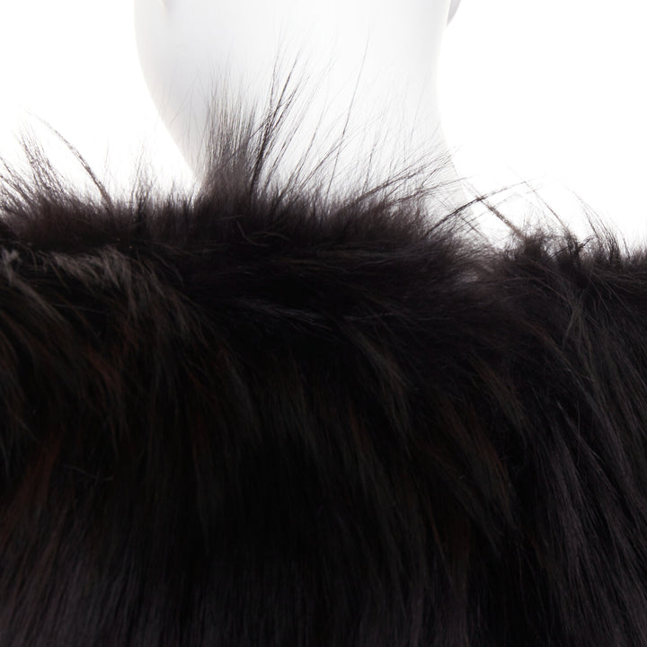 rare ALEXANDRE VAUTHIER COUTURE 2015 Runway black mixed fur puff sleeve dress