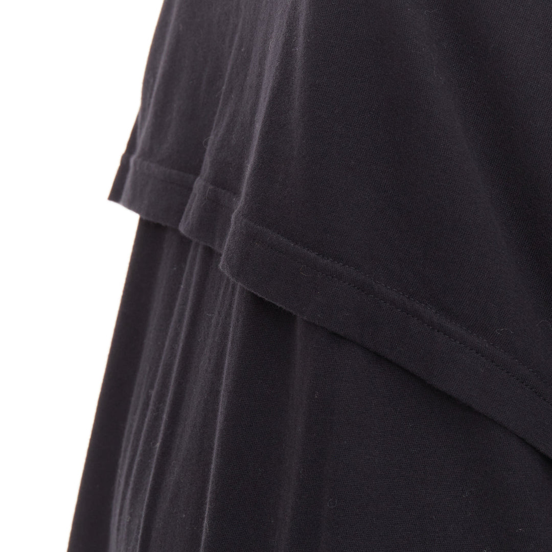 ANN DEMEULEMEESTER black cotton layered asymmetric hi-low midi dress FR38 M