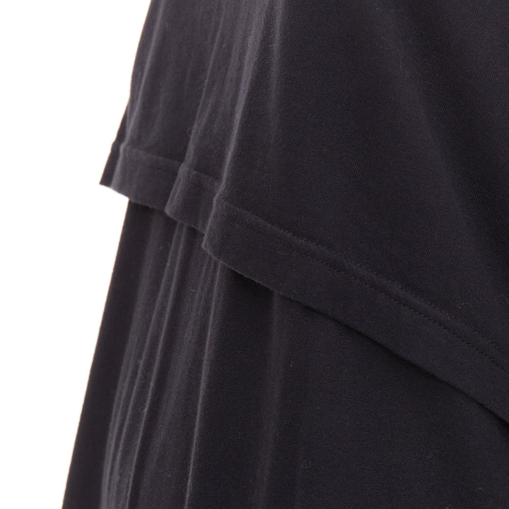 ANN DEMEULEMEESTER black cotton layered asymmetric hi-low midi dress FR38 M
