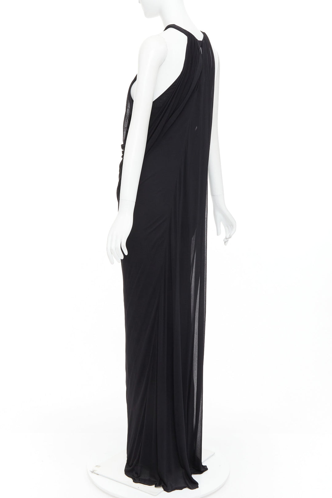 SAINT LAURENT 2023 black halter goddess grecian draped gown dress FR38 M