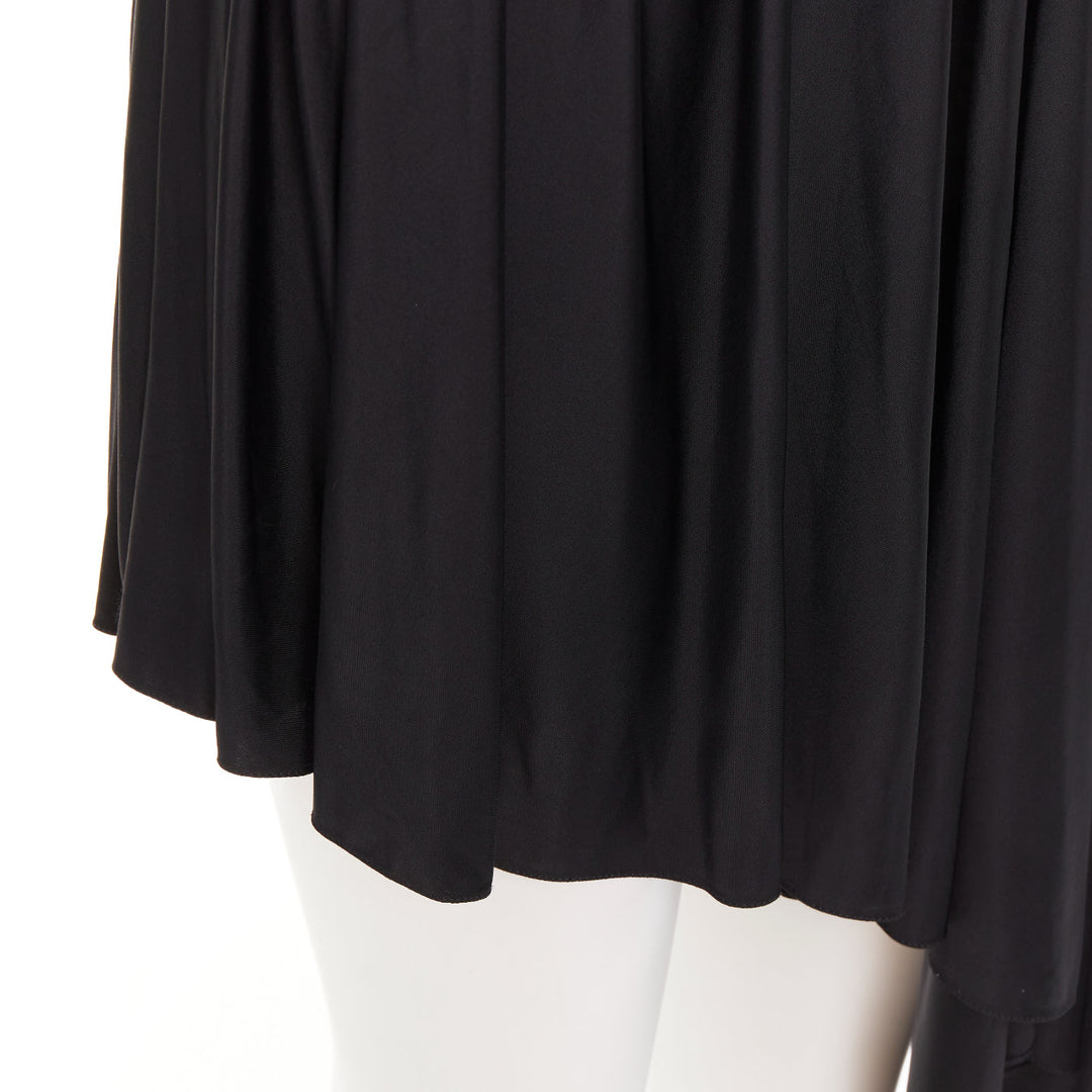 ALEXANDRE VAUTHIER black shiny stretch jersey asymmetric drape skirt
