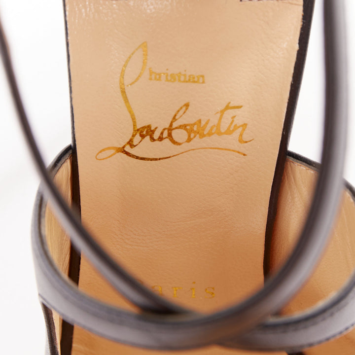 CHRISTIAN LOUBOUTIN Marlenarock 100 black calfskin cross strap pumps EU37.5